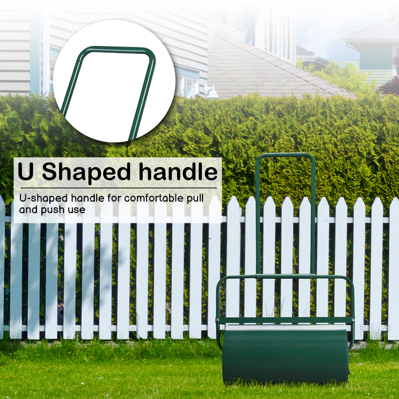 24 Inch Green Iron Lawn Roller Cylindrical Garden