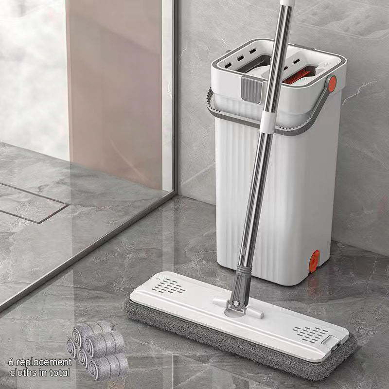 A 33cm Home Floor Cleaning Set: Hand Free Flat Mop & Bucket, 360° Rotating, Washable Microfiber, Lazy Cleaning Tool. - TrendTrove