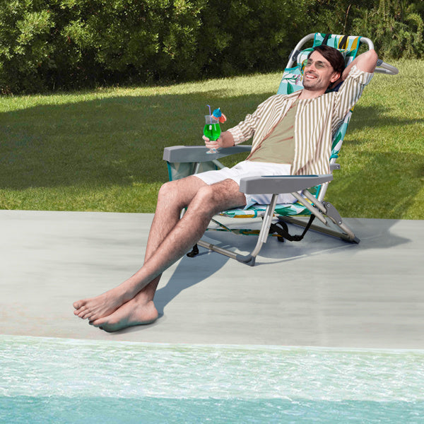 63x65x82cm, Lemon Pattern, Aluminum, Beach Chair, Oxford Cloth, Silver-white Aluminium Tube