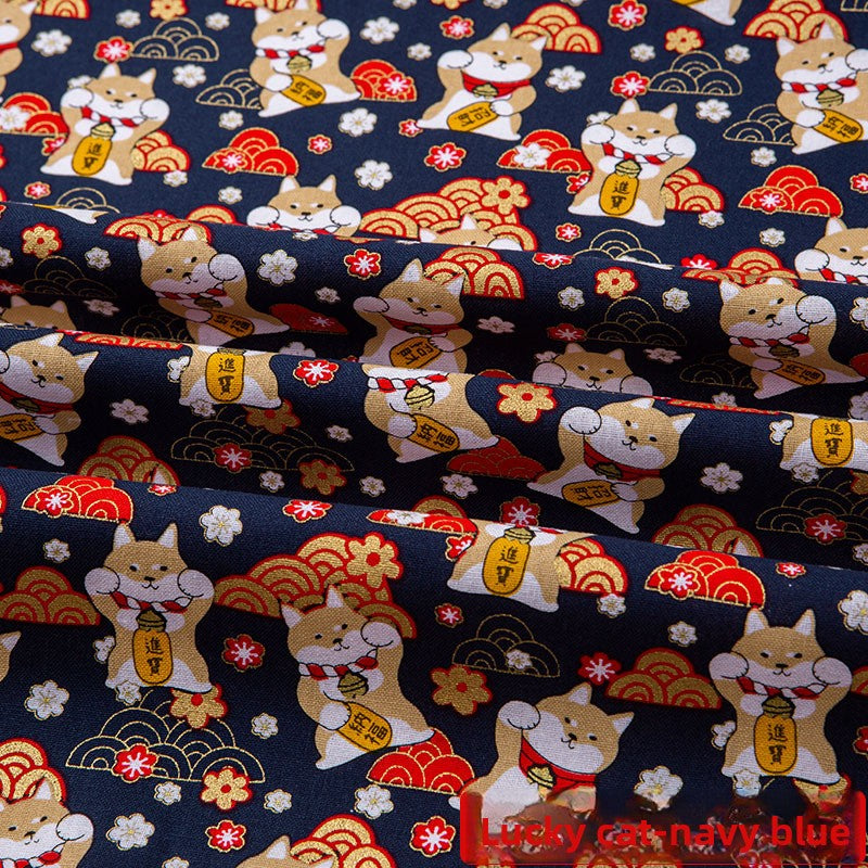 All-cotton Japanese-style gold-embossed fabric