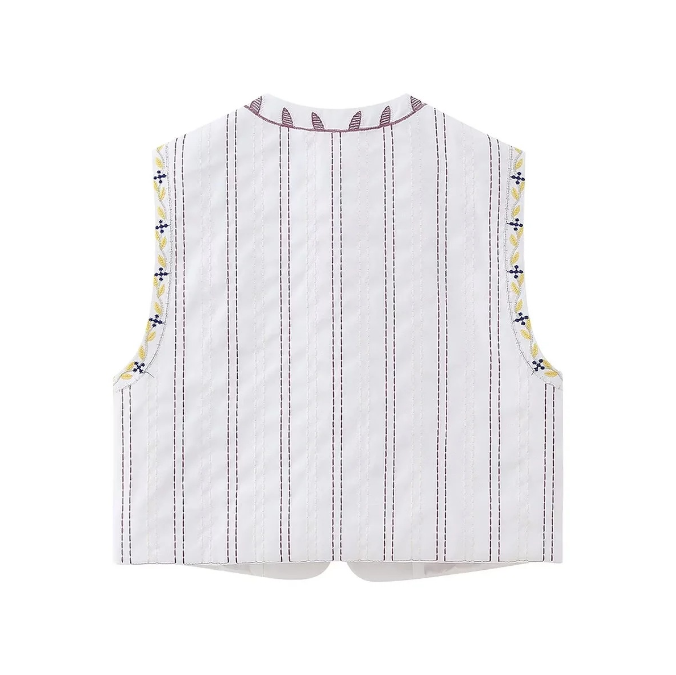 2023 Summer New Round Neck Embroidered Vest