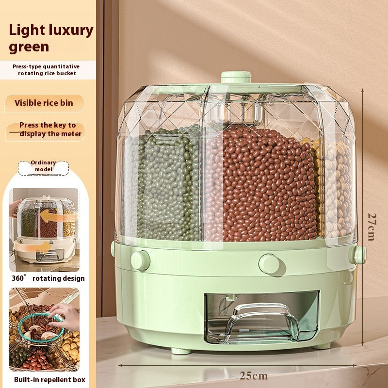 Wholesale Cereals Storage Box Rotatable Rice Bucket Insect-proof Moisture-proof Sealed Household Separated Rice Storage Box Rice Jar