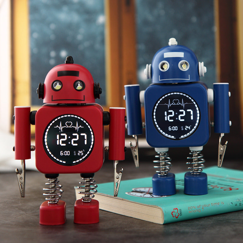 Metal Robot Luminous Alarm Clock