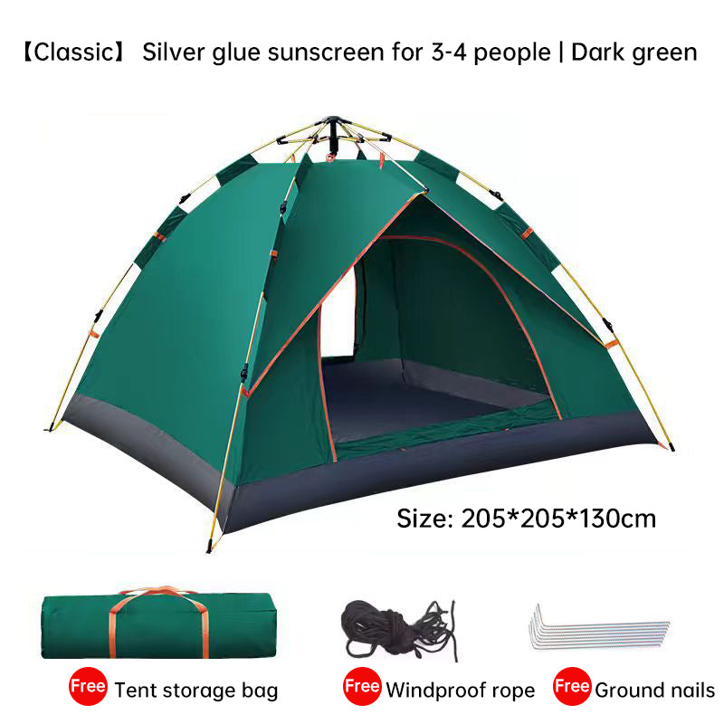 Quick-Deploy Green/White Outdoor Tent, Comfortably Accommodating 3-4 People on Camping Trips - TrendTrove