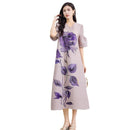 Vestido plisado estampado con temperamento de moda para mujer