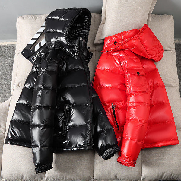 Men's Glossy No-Wash Hooded Winter Jacket
