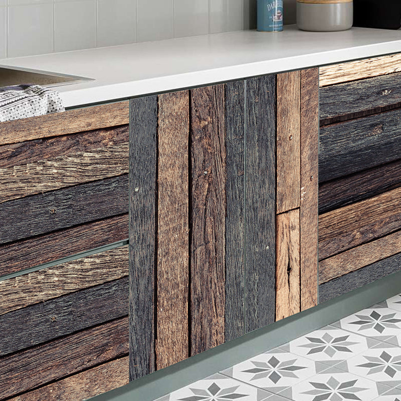 Vintage Brown Wood Grain Stair Sticker