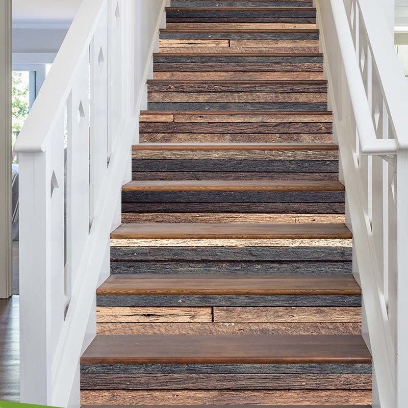 Vintage Brown Wood Grain Stair Sticker