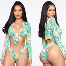 Singularity New Bikini European and American Large Size Swimsuit Long Sleeve High Waist Fat Lady Amazon Swimsuit