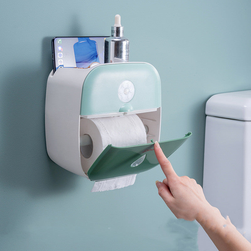 Tissue Box Self Adhesive Wall Mounted USB Power Waterproof Tissue Storage Box for Bathroom