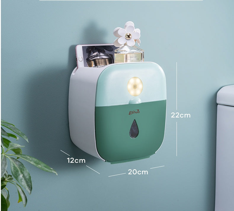 Tissue Box Self Adhesive Wall Mounted USB Power Waterproof Tissue Storage Box for Bathroom