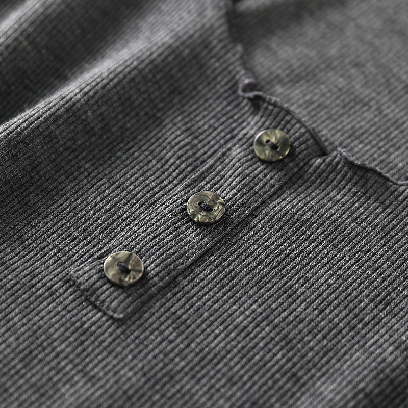 Round Neck Three Buttons Solid Color Women's Vest