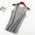 Round Neck Three Buttons Solid Color Women's Vest