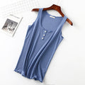 Round Neck Three Buttons Solid Color Women's Vest