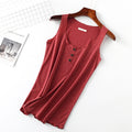 Round Neck Three Buttons Solid Color Women's Vest