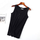 Round Neck Three Buttons Solid Color Women's Vest