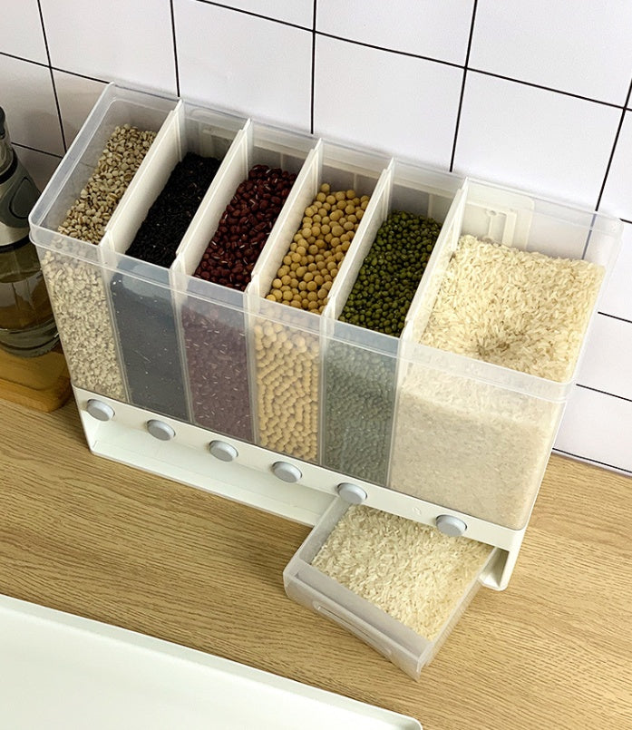 يمكن تعليق صندوق تخزين الأرز المثبت على الحائط على شكل دلو حبوب الأرز