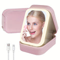 Portable makeup mirror with storage bag