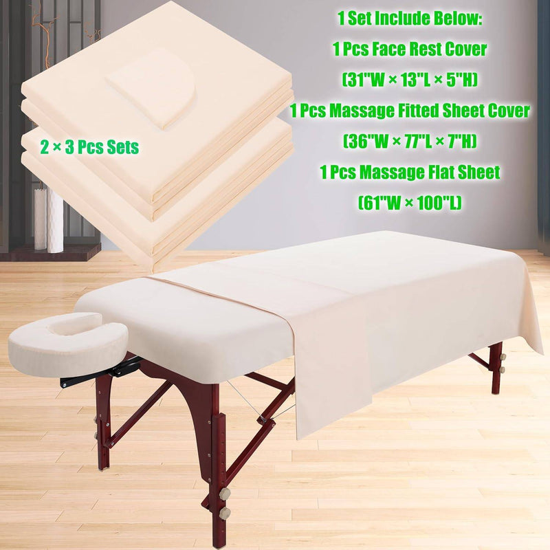 3 Piece Massage Table Sheets Set 2 Sets Massage Bed Cover Soft Waterproof