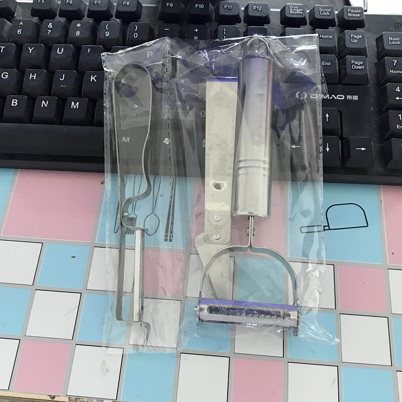 Three-piece set of peeling and scraping in paper card bags