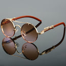 Retro Double Bridge Round Frame Sunglasses