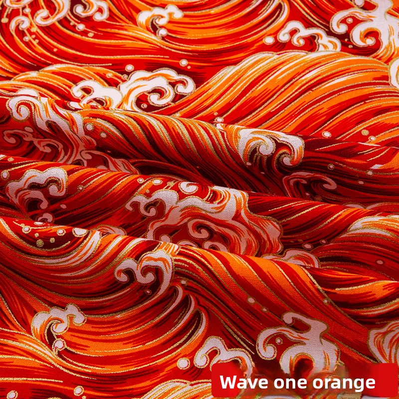 All-cotton Japanese-style gold-embossed fabric