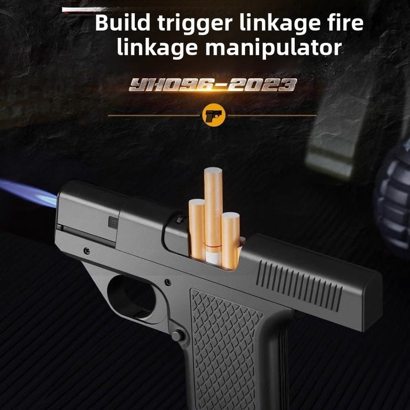 Gun Type Windproof Inflatable Lighter Cigarette Case Integrated Personality Creative Pistol Cartridge Can Be Changed Thick Medium Fine Cigarette Case