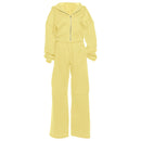 Women's Hooded Zipper Coat and Pants Suit