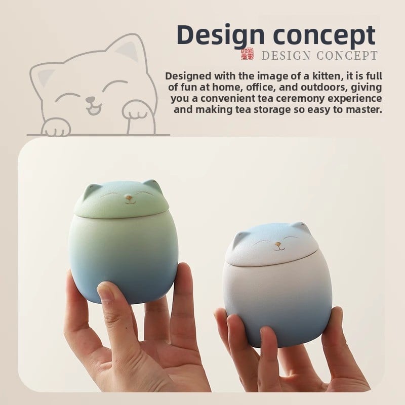 Cute Cat Tea Leaf Jar