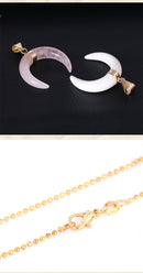 Crystal Semi-precious Stone Moon Pendant Necklace