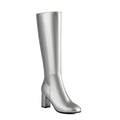 Women's Thick Heel High Boots with Side Zipper