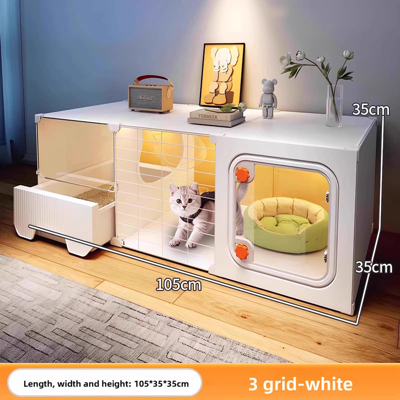 Indoor Villa-Style Cat House with Litter Box