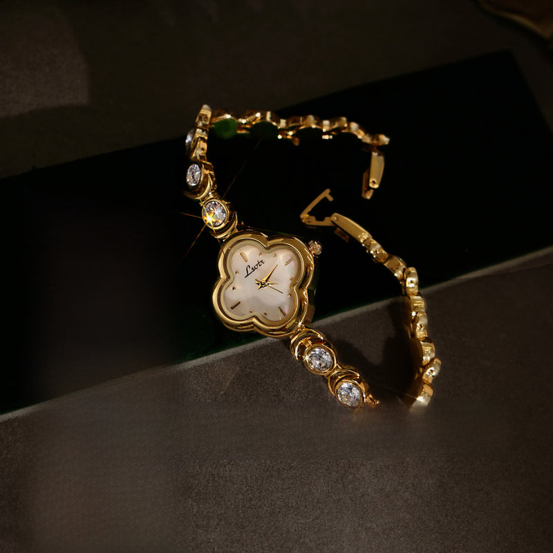 Four-Leaf Clover Diamond Bracelet Watch Women