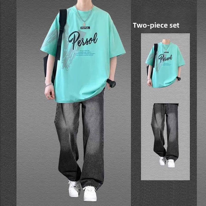 Letter-print short-sleeved T-shirts