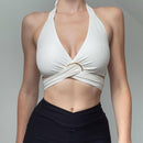 Crisscross strap design halter vest