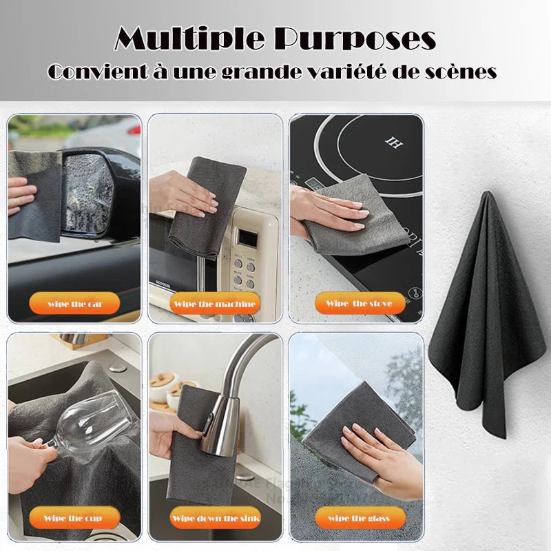 1-10PCS Magic Cleaning Cloths Reusable Microfiber Washing Rags Car Window Mirror Wipe Towels Rag Household Kitchen Clean Tools - TrendTrove