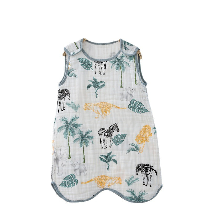 Children's Sleeping Bag Cotton Four-Layer Gauze Cute Cartoon Anti-Cold Anti-Kick Quilt Cotton Yarn Class A Baby Sleeping Bag