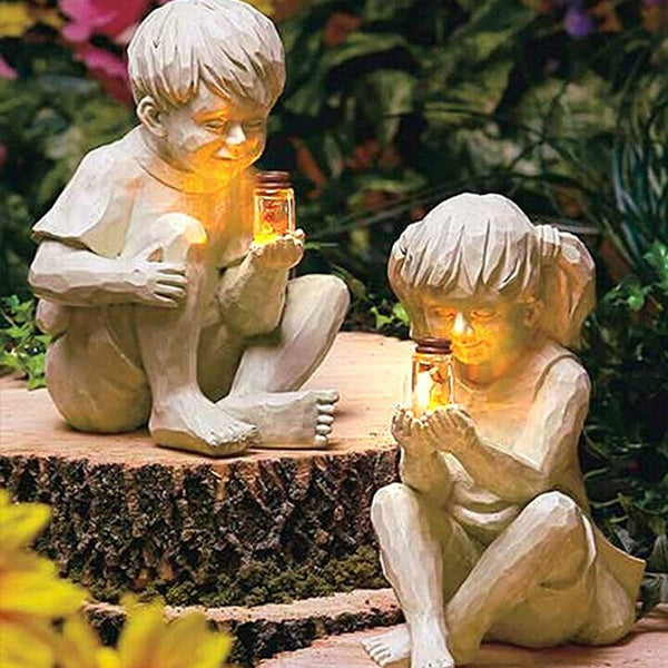 Resin Statue Yard Decor Multipurpose Home Decal Figure Statues Compact Size Garden Decoration Outdoor Ornament Boy Shape