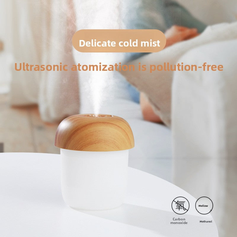 Mushroom Wood Grain USB/Battery Portable Humidifier