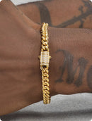 8mm Gold Titanium Steel Cuban Bracelet Men's Hip Hop
