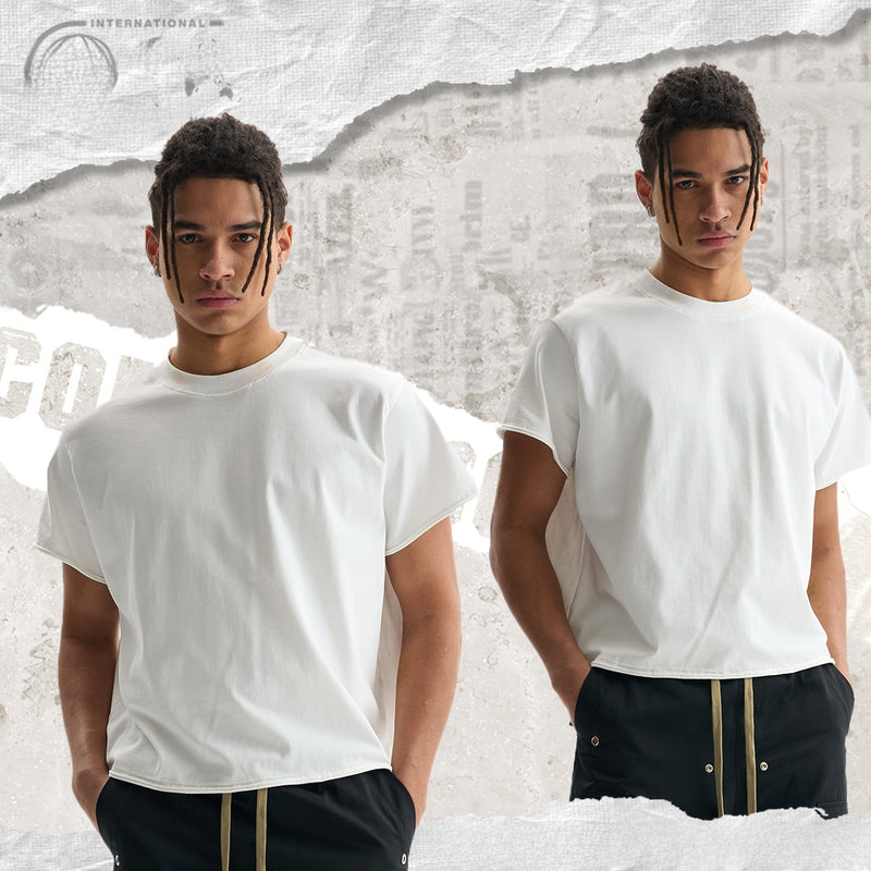 Cut-off Sleeve Loose Crewneck T-shirt