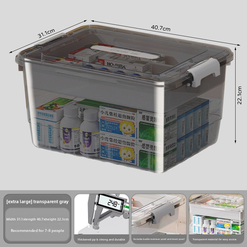 Portable Multi-Layer Transparent Medicine Storage Box