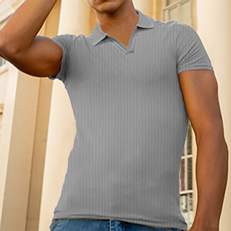 Men's T-shirts with lapel and V-neck
