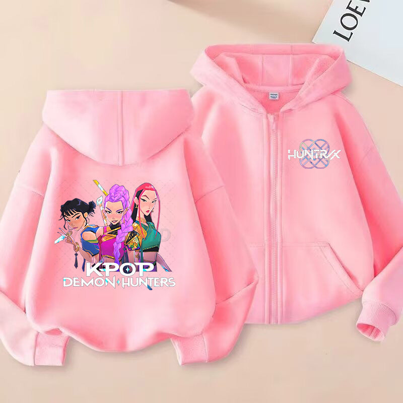 Kids KPop Demon Hunters Fleece Zipper Hoodie