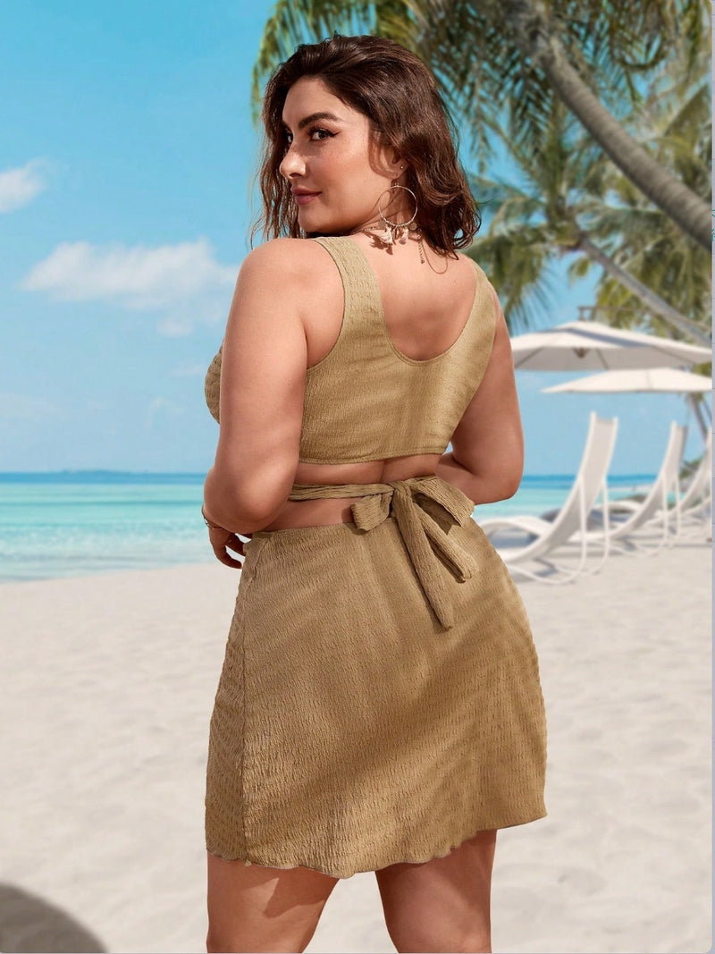 Women's Polyester Solid Color Loose Swimsuit Suit