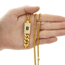 Stainless Steel Cuban Chain Pendant and Earrings Set