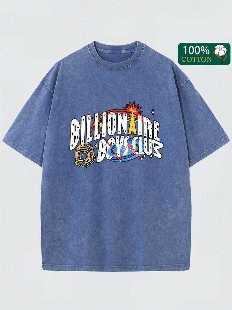 Retro Washed Cotton Short Sleeve Printed T-Shirt