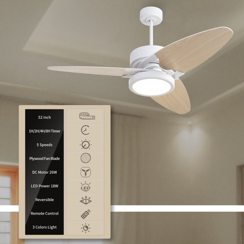 Light Pro 52 In. LED Indoor White Smart Ceiling Fan With Remote Control