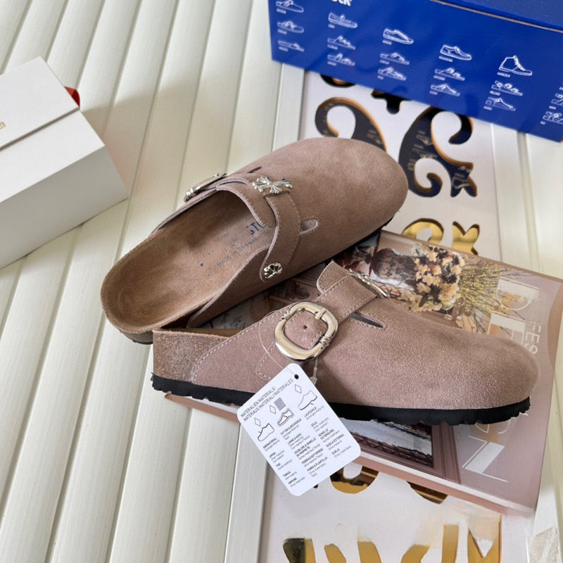 Super leather Bohken half-slip-on head-covering slip-on shoes