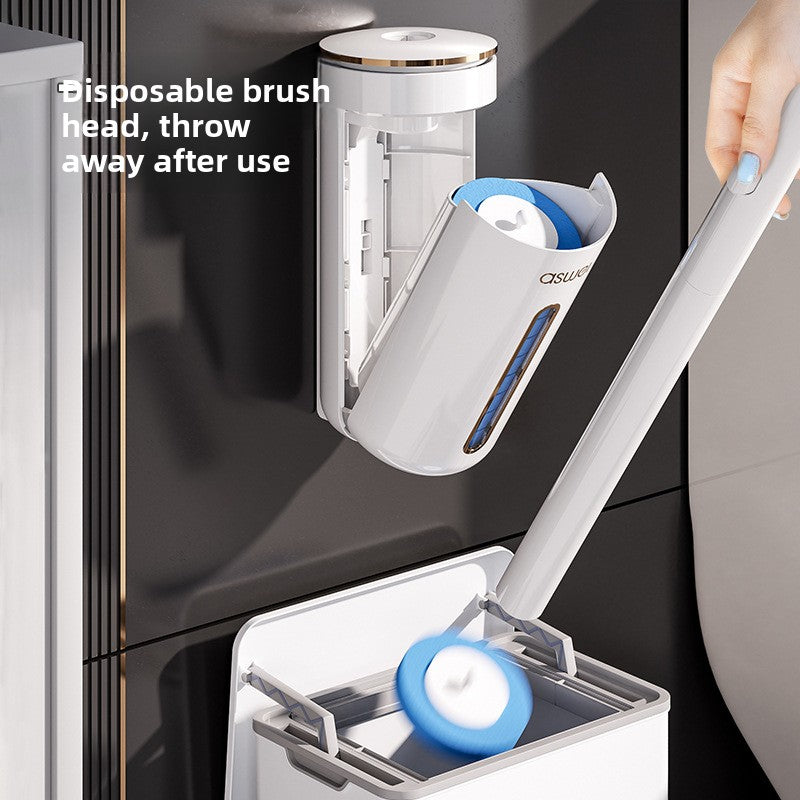Disposable Wall-mounted Toilet Brush with Replaceable Heads